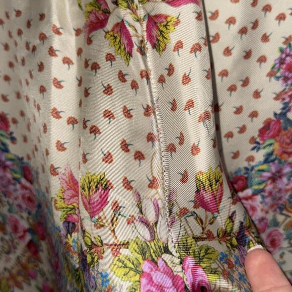 Johnny Was Zastone Womens Pant Sz S Silk Wide Leg Pants BOHO Floral Pockets FLAW - Picture 4 of 15